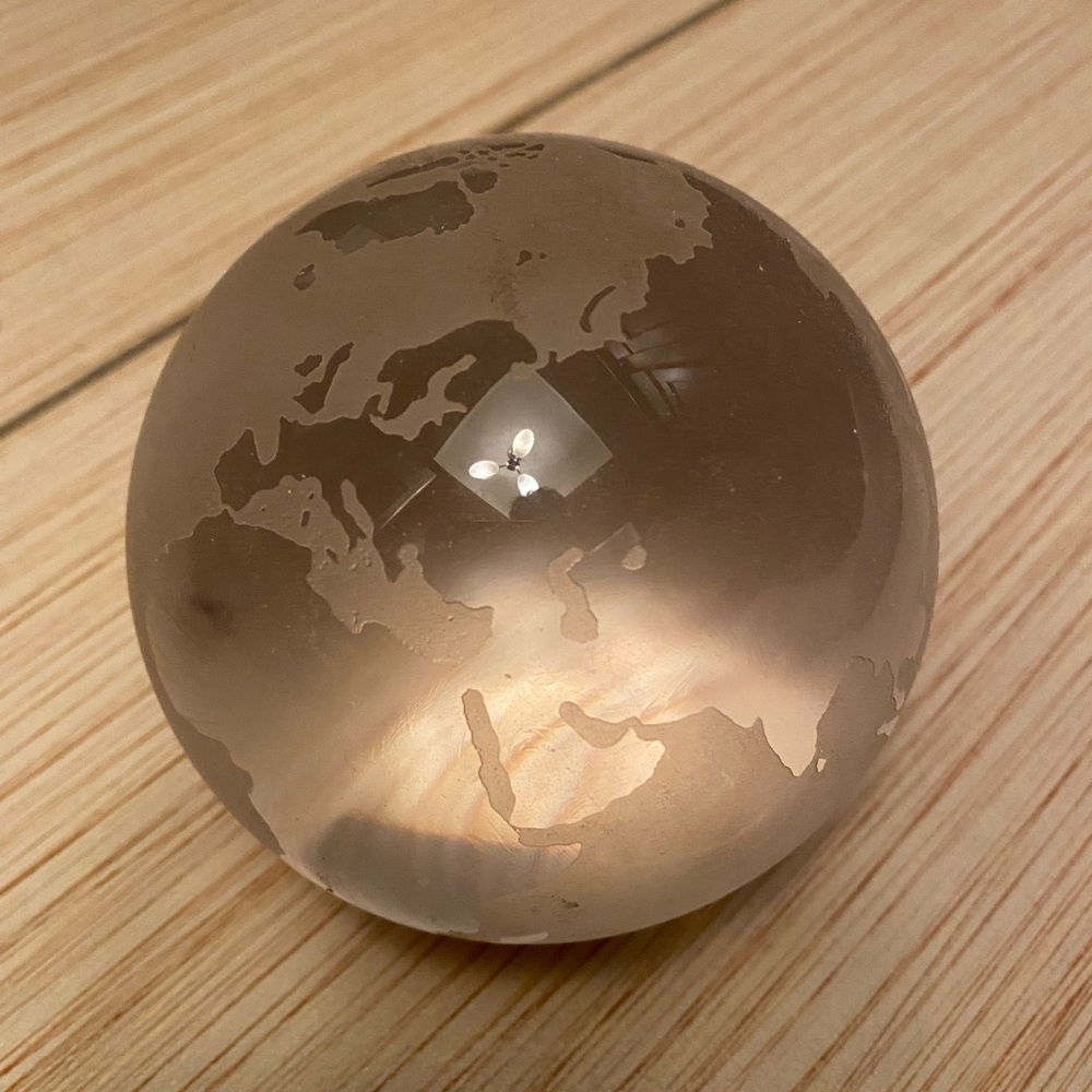 Tiffany & Co. Crystal Globe Paper Weight Sculpture
